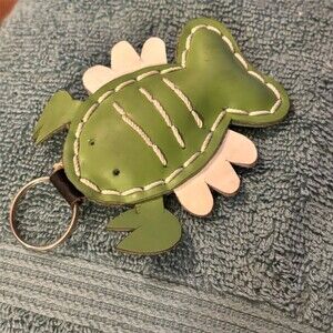 Sticky Zoo Stegosaurus Dinosaur Keychain Bag Charm Green Handmade Stitched